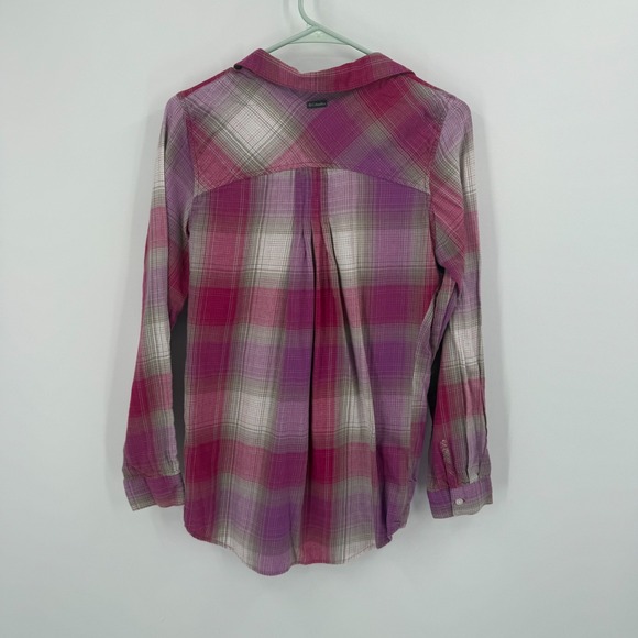 Columbia Womens‎ Shirt Size M 1/4 button down V Neck Plaid Hiking Outdoor - Picture 5 of 6